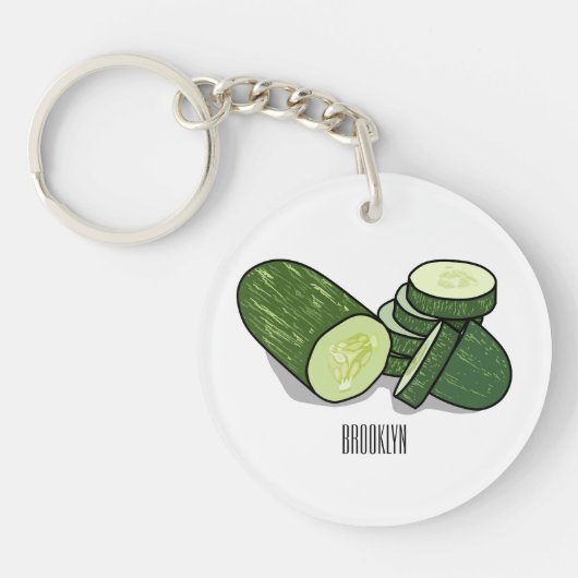Cucumber cartoon illustratie sleutelhanger (Voorkant)