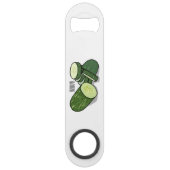 Cucumber cartoon illustratie speed flessenopener (Achterkant)