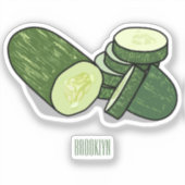 Cucumber cartoon illustratie sticker (Voorkant)