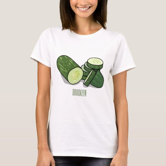 Cucumber cartoon illustratie t-shirt (Voorkant)