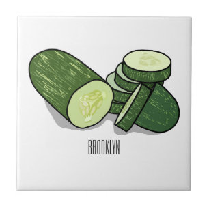 Cucumber cartoon illustratie tegeltje