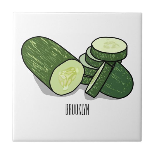 Cucumber cartoon illustratie tegeltje (Voorkant)