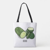 Cucumber cartoon illustratie tote bag (Achterkant)