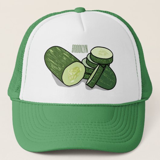 Cucumber cartoon illustratie trucker pet (Voorkant)