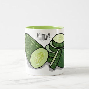 Cucumber cartoon illustratie tweekleurige koffiemok
