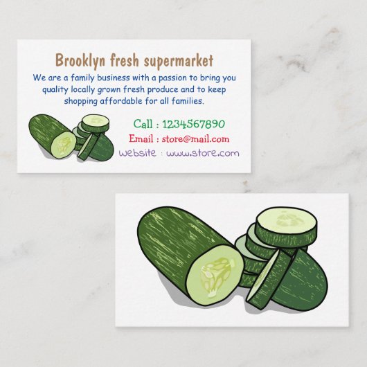 Cucumber cartoon illustratie visitekaartje (Voorkant / Achterkant)