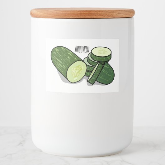 Cucumber cartoon illustratie voedselcontainer etiket (Voorkant)