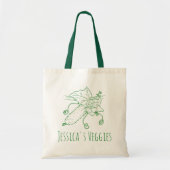 Cucumber line art green en white veggies tote bag (Voorkant)
