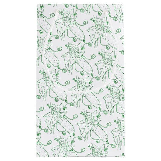 Cucumber line art groen en wit klein cadeauzakje (Achterkant)