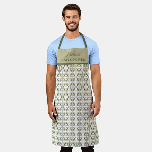 Cucumber Patroon Beste Cook Ever Naam toevoegen Schort (Gedragen)