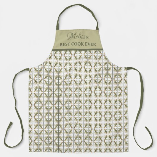 Cucumber Patroon Beste Cook Ever Naam toevoegen Schort (Voorkant)