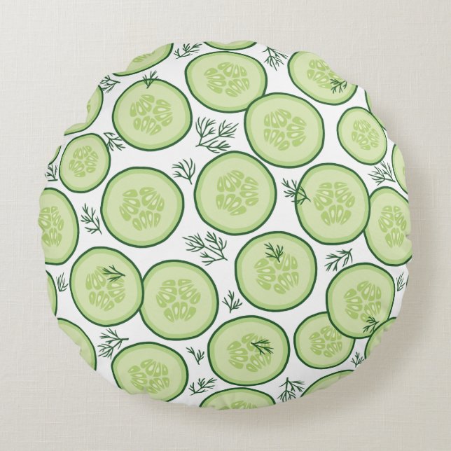 Cucumber Salad Rond Kussen (Voorkant)