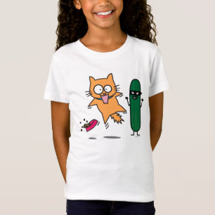 Cucumber Scaring Cats - Cat versus Cucumber Scare T-shirt