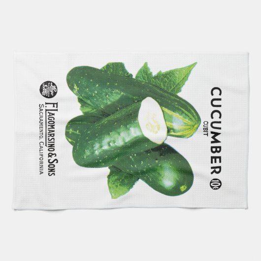 Cucumber Seed Packet Label Theedoek (Horizontaal)