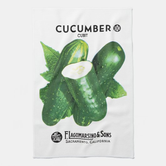 Cucumber Seed Packet Label Theedoek (Verticaal)