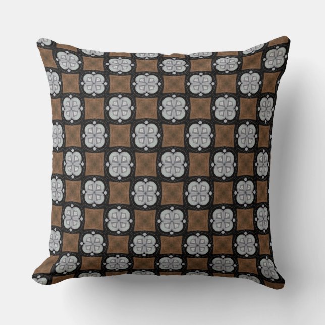 Cucumber Slice Grey en Black over bruin design Kussen (Voorkant)