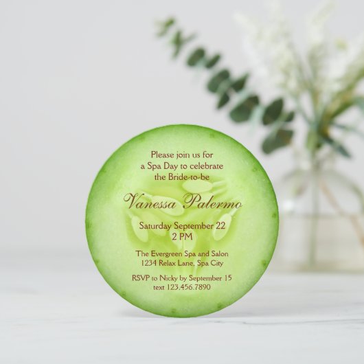 Cucumber Spa Bridal Shower Uitnodiging (Staand voorkant)