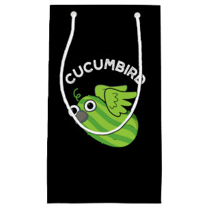Cucumbird Funny Veggie Cucumber Pun Dark BG Klein Cadeauzakje