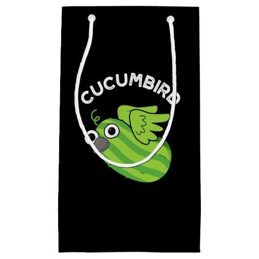 Cucumbird Funny Veggie Cucumber Pun Dark BG Klein Cadeauzakje (Voorkant)