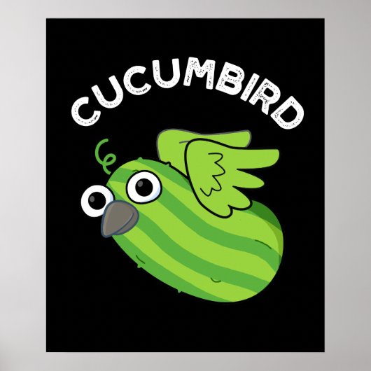 Cucumbird Funny Veggie Cucumber Pun Dark BG Poster (Voorkant)