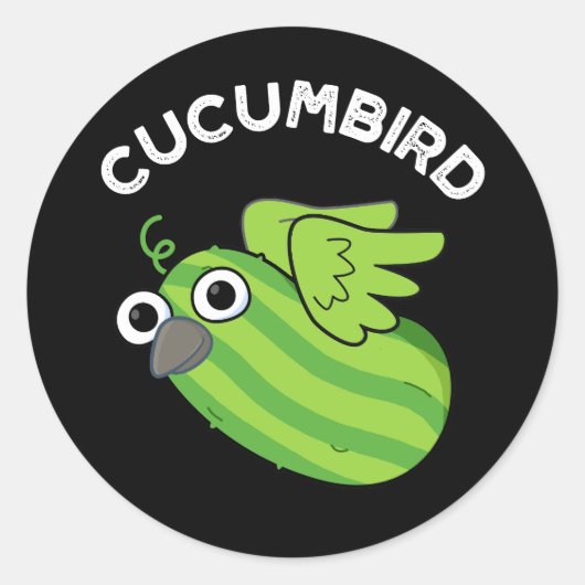 Cucumbird Funny Veggie Cucumber Pun Dark BG Ronde Sticker (Voorkant)