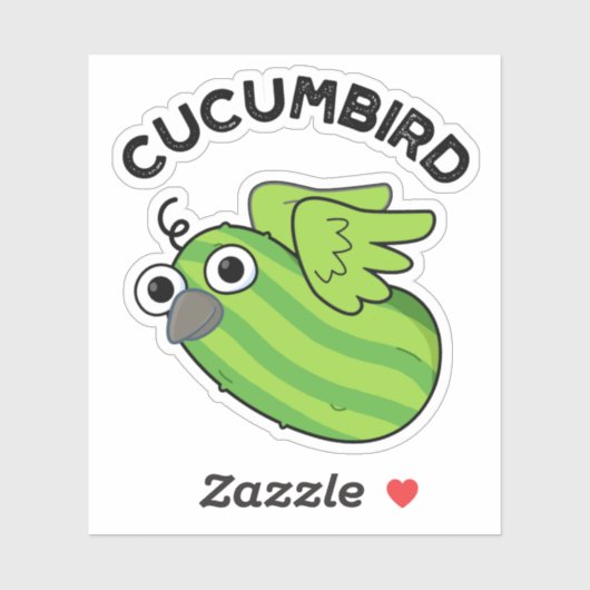 Cucumbird Funny Veggie Cucumber Pun Sticker (Vel)