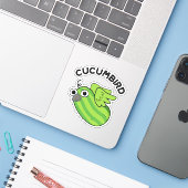 Cucumbird Funny Veggie Cucumber Pun Sticker (Laptop met iPhone)