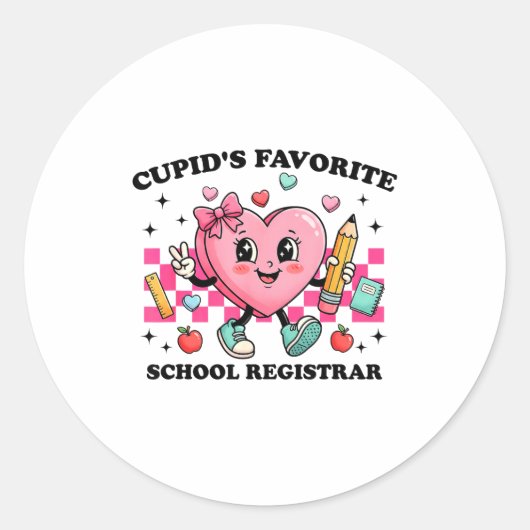 Cud’s Favorite School Registrar Valentines Funny C Ronde Sticker (Voorkant)
