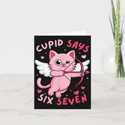 Cud Says 67 Six Seven Meme Cute Cat Valentine's Da Kaart (Voorkant)