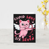 Cud Says 67 Six Seven Meme Cute Cat Valentine's Da Kaart (Gele Bloem)
