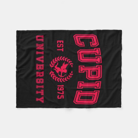 Cud University Cute Cherub Valentines Day Crest Fleece Deken (Voorkant (Horizontaal))