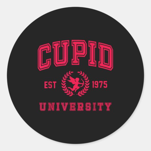Cud University Cute Cherub Valentines Day Crest  Ronde Sticker (Voorkant)