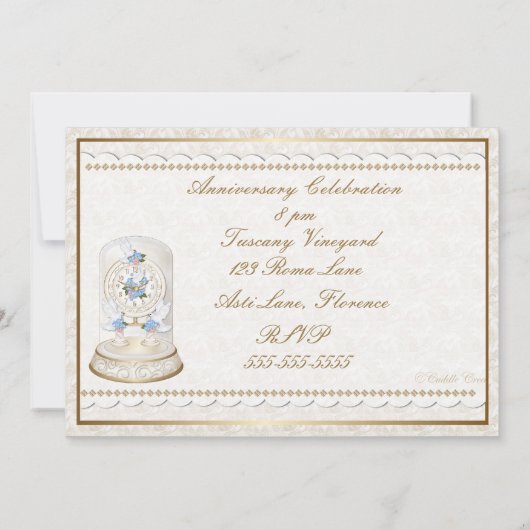 Cuddle Creek® Vintage Duif Uitnodiging (Achterkant)