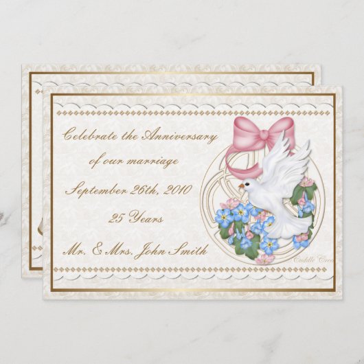 Cuddle Creek® Vintage Duif Uitnodiging (Voorkant / Achterkant)