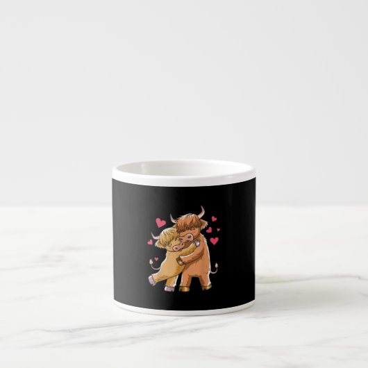 Cuddle Highland Cattle Scottish Koe Farmers Gift Espresso Kop (Voorkant)