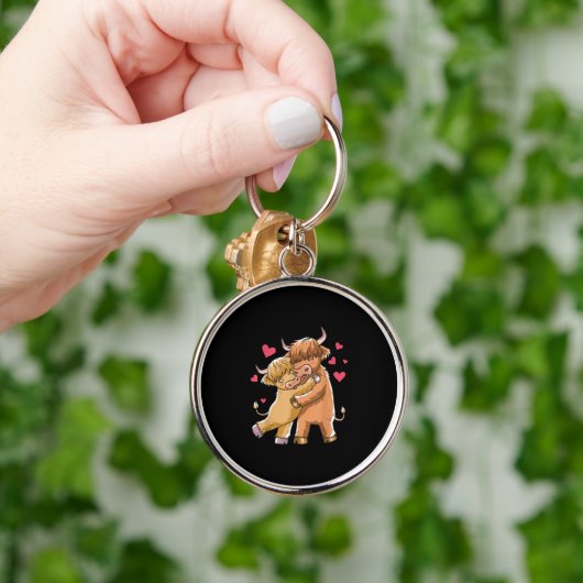 Cuddle Highland Cattle Scottish Koe Farmers Gift Sleutelhanger (Hand)