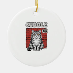 Cuddle King Vintage Katten Shirt Ontwerp_1 Keramisch Ornament