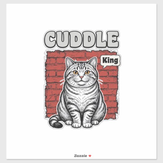 Cuddle King Vintage Katten Shirt Ontwerp_1 Sticker (Vel)