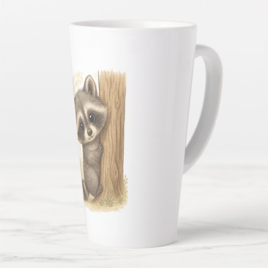 Cuddle Peek Raccoon Latte Mok (Rechterhoek)