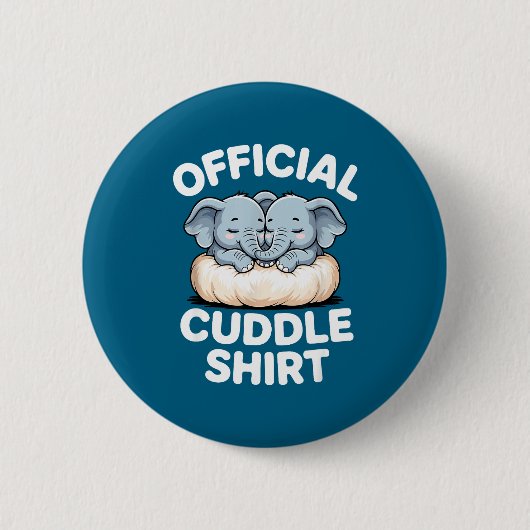 Cuddle Shirt Cute Baby Elephant Snuggle Ronde Button 5,7 Cm (Voorkant)