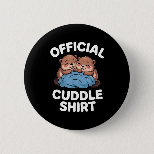 Cuddle Shirt Cute Beavers Snuggling Ronde Button 5,7 Cm (Voorkant)
