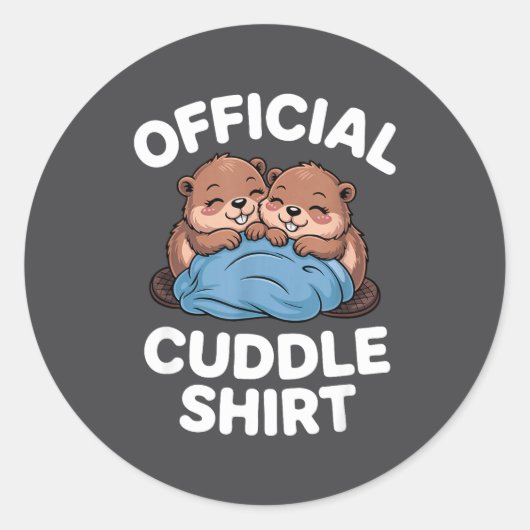 Cuddle Shirt Cute Beavers Snuggling  Ronde Sticker (Voorkant)