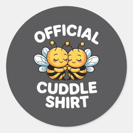 Cuddle Shirt Cute Bees Funny Cozy Couple  Ronde Sticker (Voorkant)
