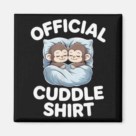 Cuddle Shirt Cute Sleepy Monkey Couple  Magneet (Voorkant)
