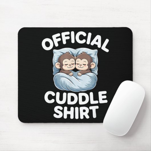 Cuddle Shirt Cute Sleepy Monkey Couple  Muismat (Met muis)