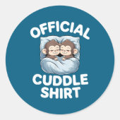 Cuddle Shirt Cute Sleepy Monkey Couple  Ronde Sticker (Voorkant)