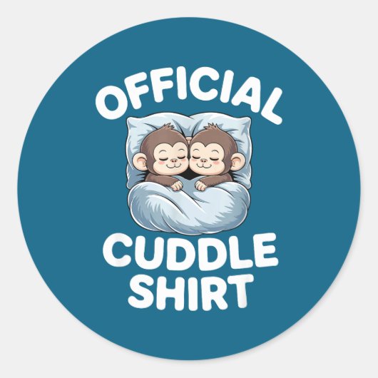 Cuddle Shirt Cute Sleepy Monkey Couple  Ronde Sticker (Voorkant)