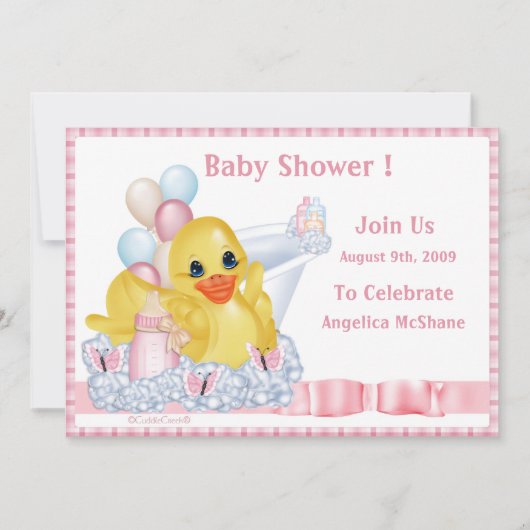 CuddleCreek® BathTimeDuck Shower Invitation Kaart (Voorkant)