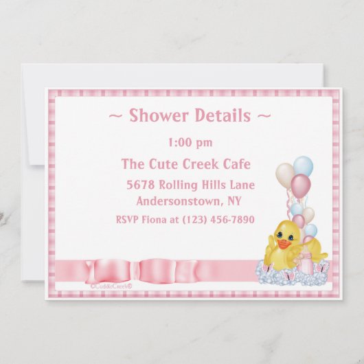 CuddleCreek® BathTimeDuck Shower Invitation Kaart (Achterkant)
