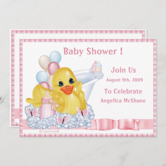 CuddleCreek® BathTimeDuck Shower Invitation Kaart (Voorkant / Achterkant)